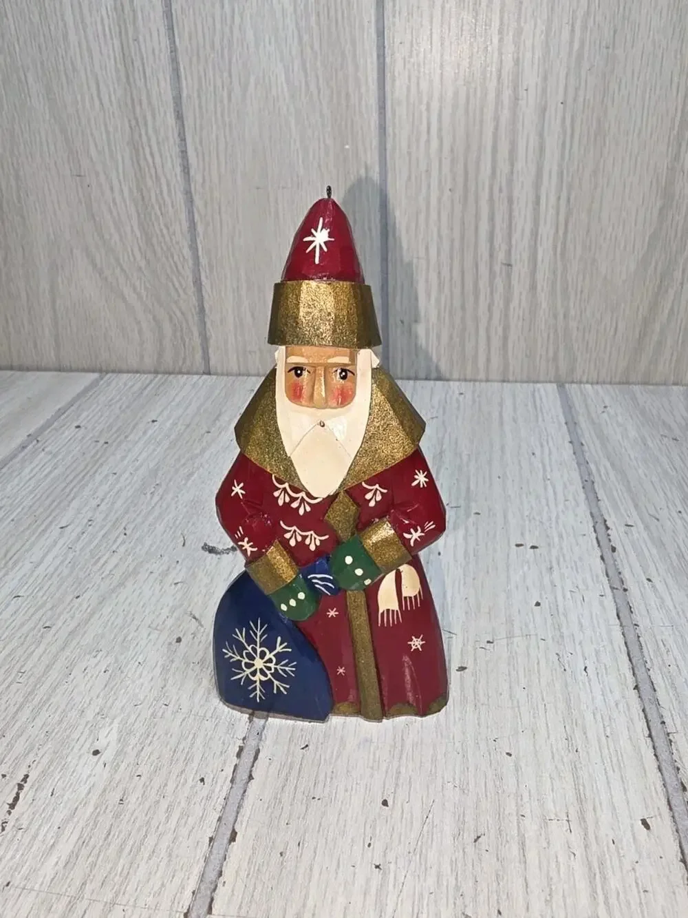 Vtg R.Ceprueb Nocag Hand Painted Signed Santa W/Sack Russian Christmas Ornament